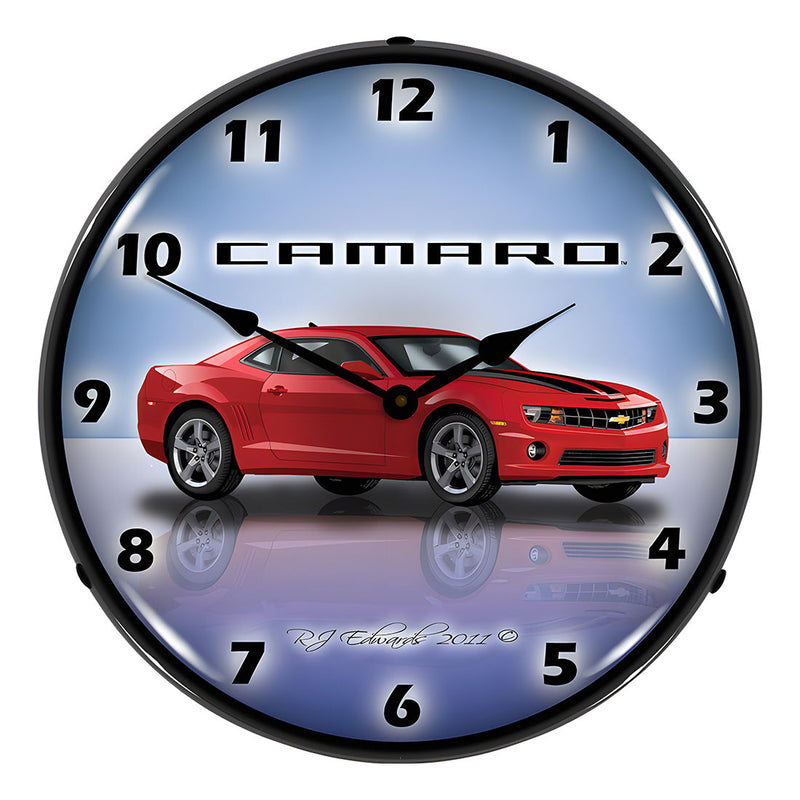 Collectable Sign and Clock Camaro G5 Red Jewel Backlit Wall Clock