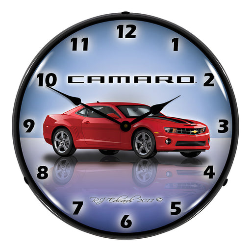 Collectable Sign and Clock Camaro G5 Red Jewel Backlit Wall Clock