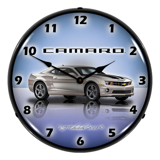 Collectable Sign and Clock Camaro G5 Silver Ice Backlit Wall Clock