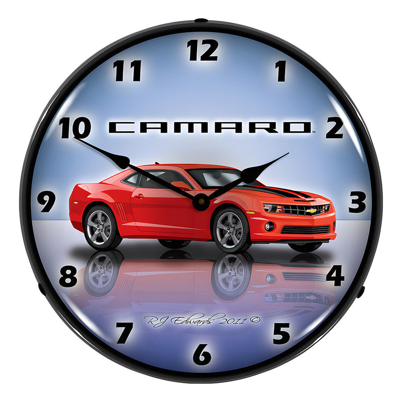 Collectable Sign and Clock Camaro G5 Victory Red Backlit Wall Clock