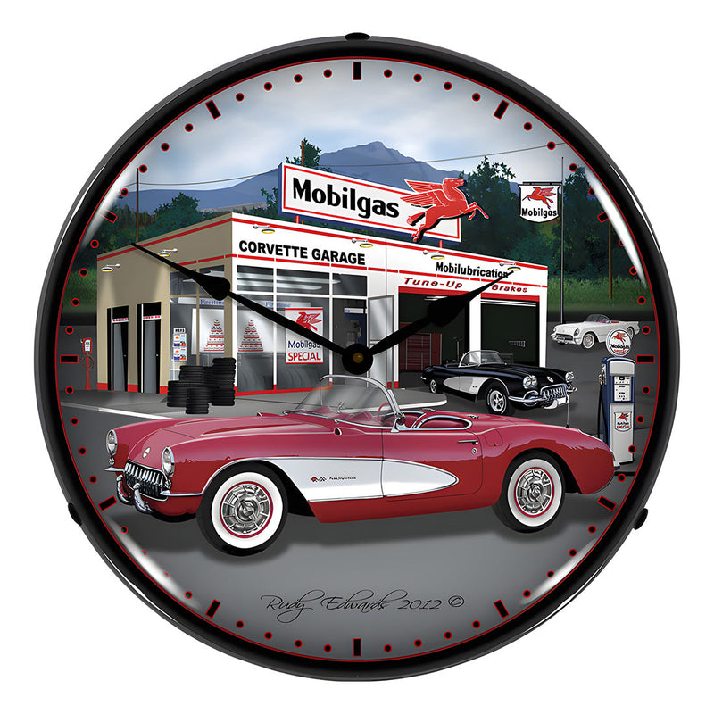 Collectable Sign and Clock 1957 Corvette Backlit Wall Clock