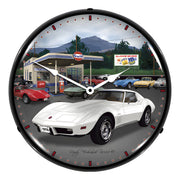 Collectable Sign and Clock 1976 Corvette Backlit Wall Clock