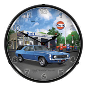 Collectable Sign and Clock 1969 SS Camaro Gulf Backlit Wall Clock