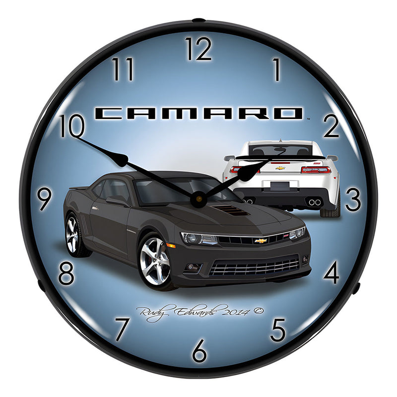 Collectable Sign and Clock 2014 SS Grey Camaro Backlit Wall Clock