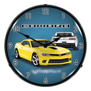 Collectable Sign and Clock 2014 SS Yellow Camaro Backlit Wall Clock