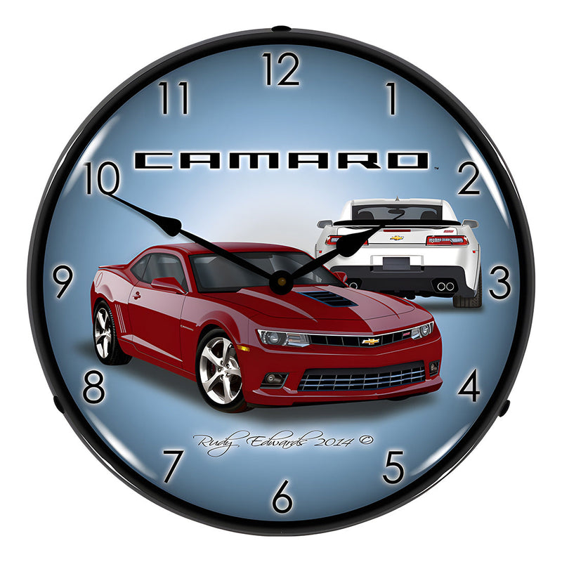 Collectable Sign and Clock 2014 SS Red Camaro Backlit Wall Clock