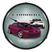 Collectable Sign and Clock 2014 SS Magenta Camaro Backlit Wall Clock