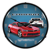 Collectable Sign and Clock 2014 SS Hot Red Camaro Backlit Wall Clock