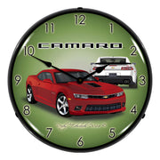 Collectable Sign and Clock 2014 SS Rock Red Camaro Backlit Wall Clock
