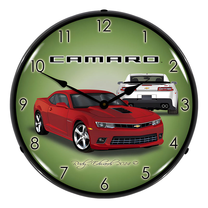 Collectable Sign and Clock 2014 SS Rock Red Camaro Backlit Wall Clock