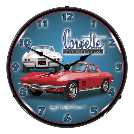 Collectable Sign and Clock 1967 Corvette Stingray Backlit Wall Clock