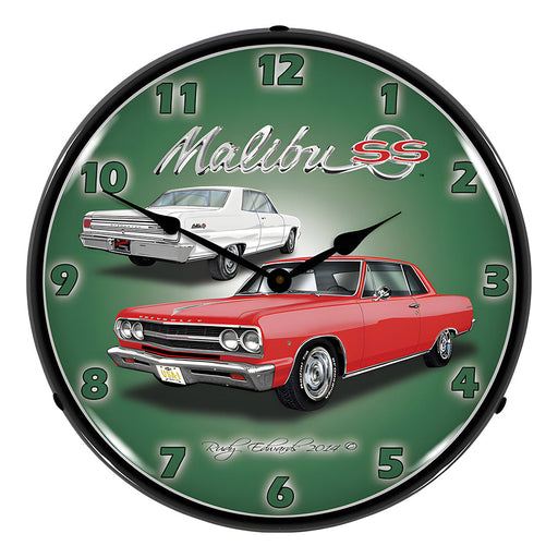 Collectable Sign and Clock 1965 Chevelle Malibu SS Backlit Wall Clock