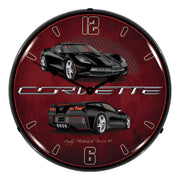 Collectable Sign and Clock C7 Corvette Black Backlit Wall Clock