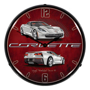 Collectable Sign and Clock C7 Corvette Blade Silver Backlit Wall Clock