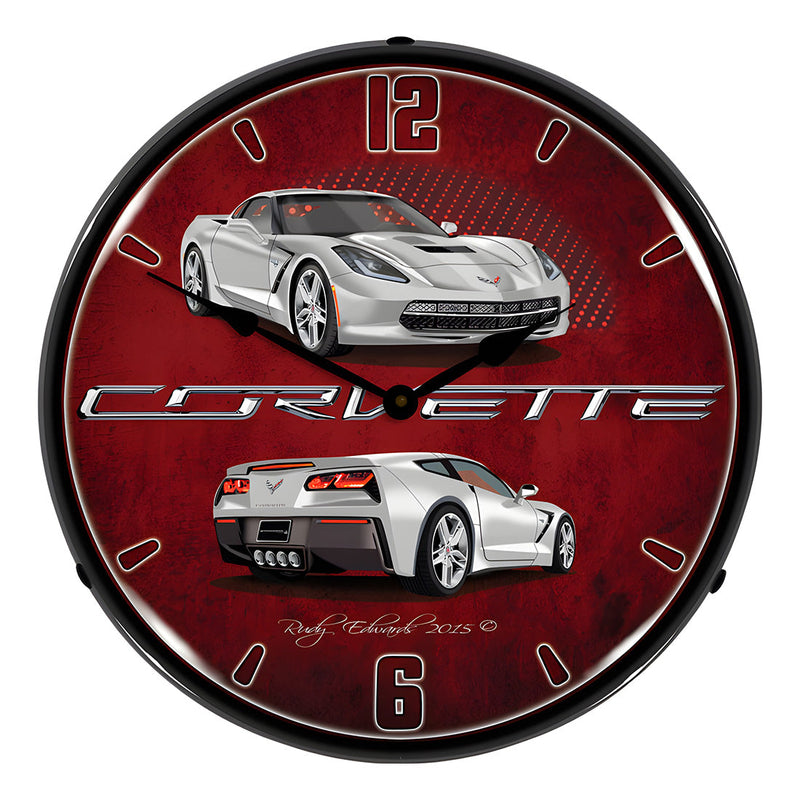 Collectable Sign and Clock C7 Corvette Blade Silver Backlit Wall Clock
