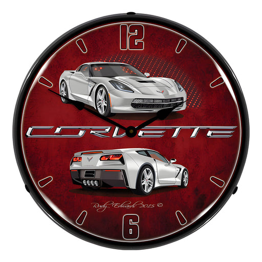 Collectable Sign and Clock C7 Corvette Blade Silver Backlit Wall Clock