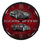 Collectable Sign and Clock C7 Corvette Cyber Grey Backlit Wall Clock