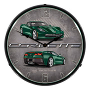 Collectable Sign and Clock C7 Corvette Lime Rock Green Backlit Wall Clock