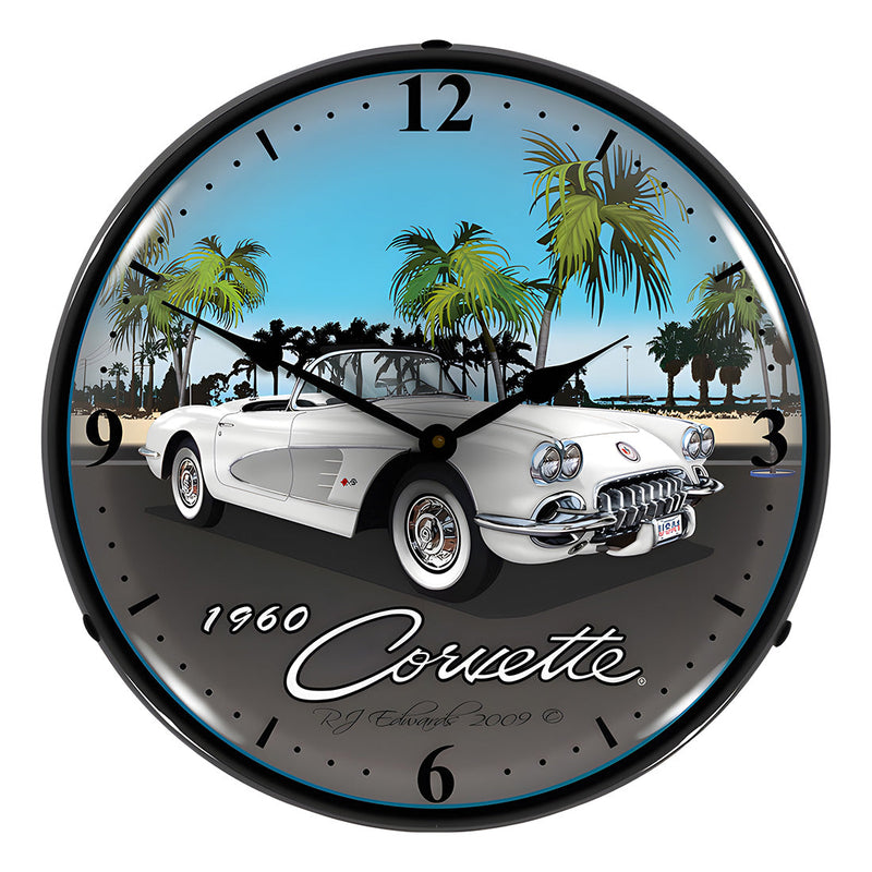 Collectable Sign and Clock 1960 Corvette Backlit Wall Clock