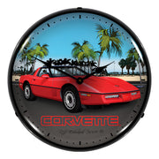 Collectable Sign and Clock Red Corvette C4 Backlit Wall Clock