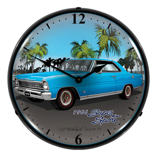 Collectable Sign and Clock 1966 Chevy Nova Backlit Wall Clock
