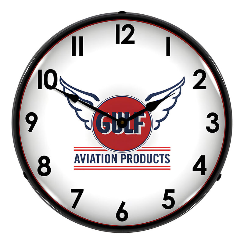 Collectable Sign and Clock Gulf Aviation Products Backlit Wall Clock