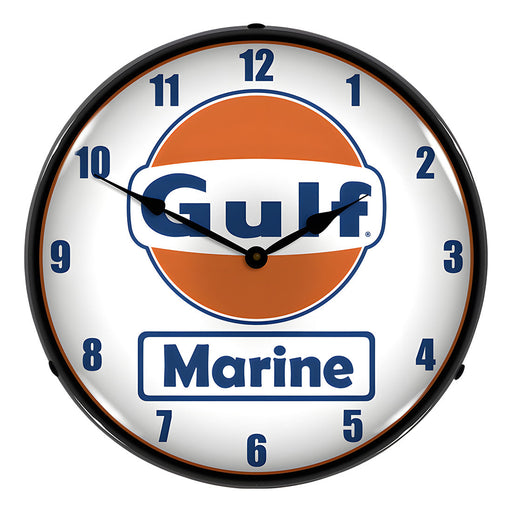Collectable Sign and Clock Gulf Marine Backlit Wall Clock