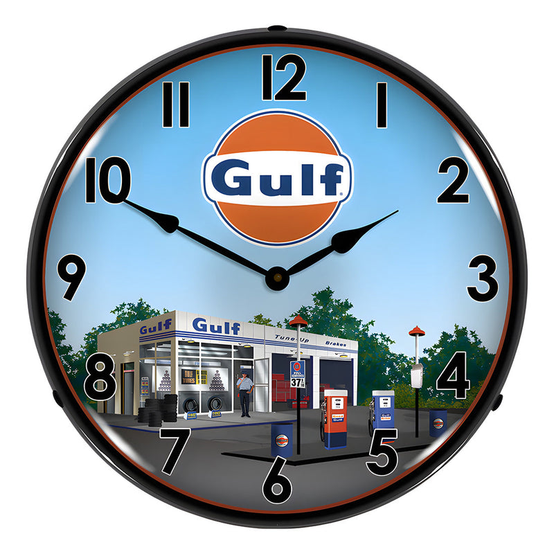 Collectable Sign and Clock Gulf Station Backlit Wall Clock