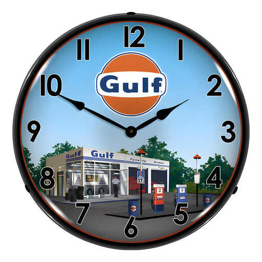 Collectable Sign and Clock Gulf Station Backlit Wall Clock