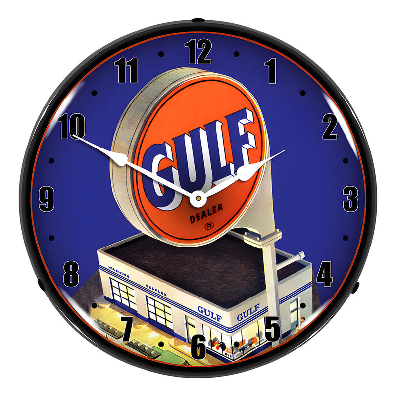 Collectable Sign and Clock Gulf Gas Station Backlit Wall Clock