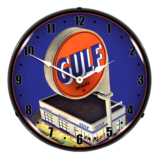 Collectable Sign and Clock Gulf Gas Station Backlit Wall Clock