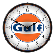 Collectable Sign and Clock Gulf Backlit Wall Clock