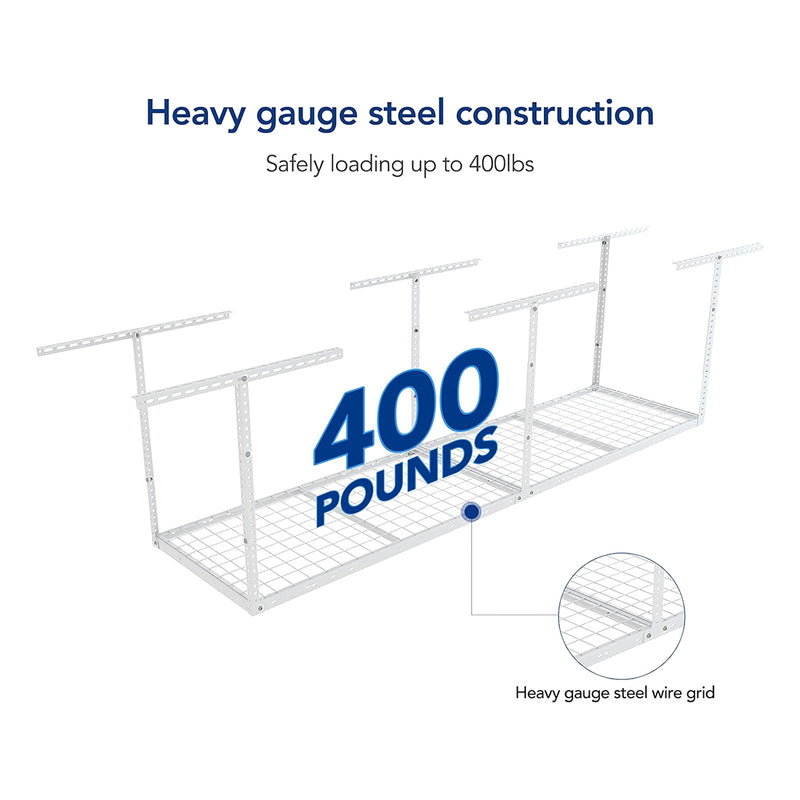 Fleximounts 2' x 8' Overhead Storage Rack (White)