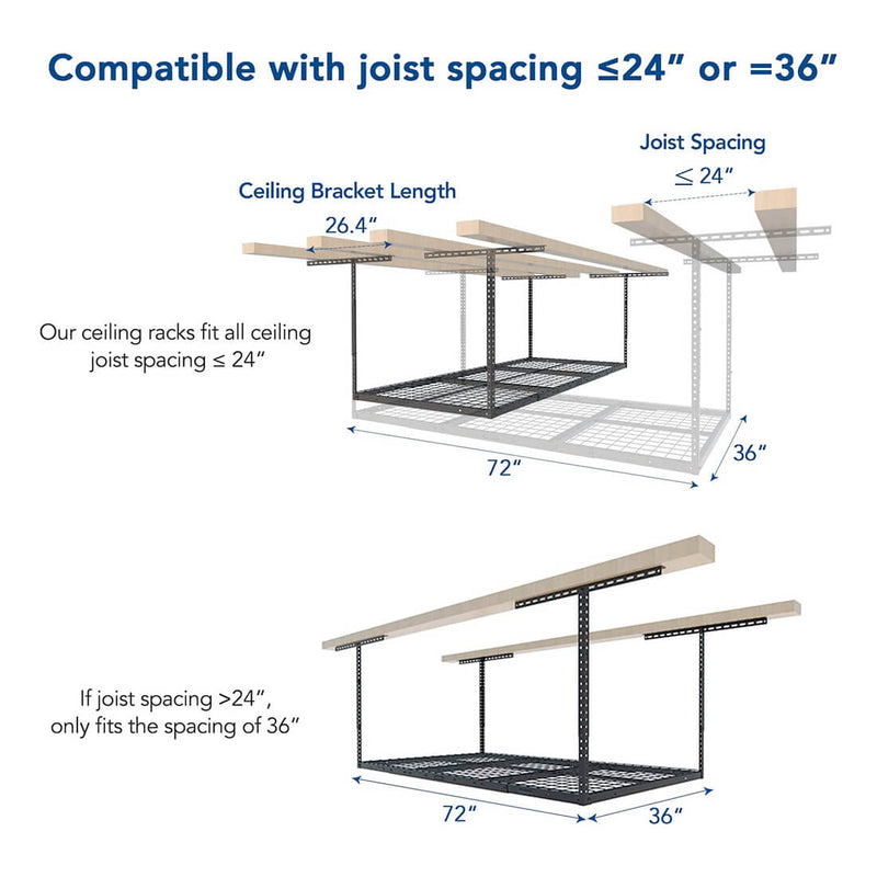 Fleximounts 3' x 6' Overhead Storage Rack (Black)