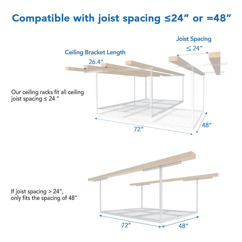 Fleximounts 4' x 6' Overhead Storage Rack (White)