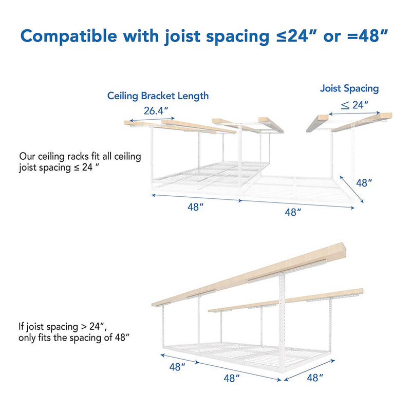 Fleximounts 4' x 8' Overhead Storage Rack (White)