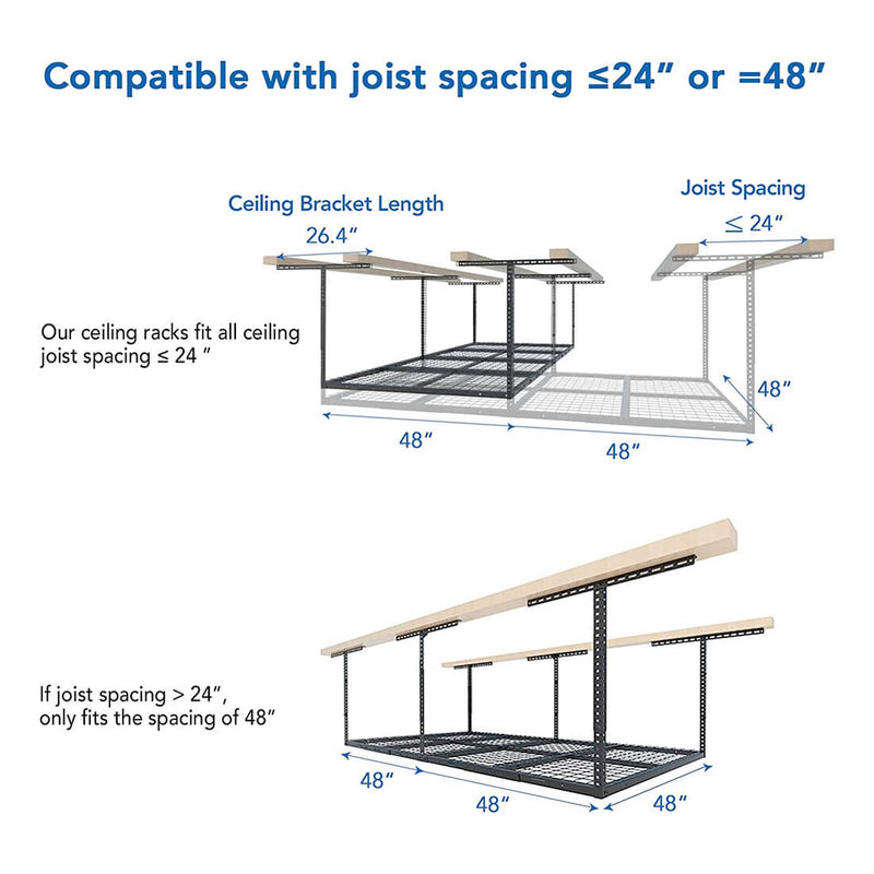 Fleximounts 4' x 8' Overhead Storage Rack (Black)