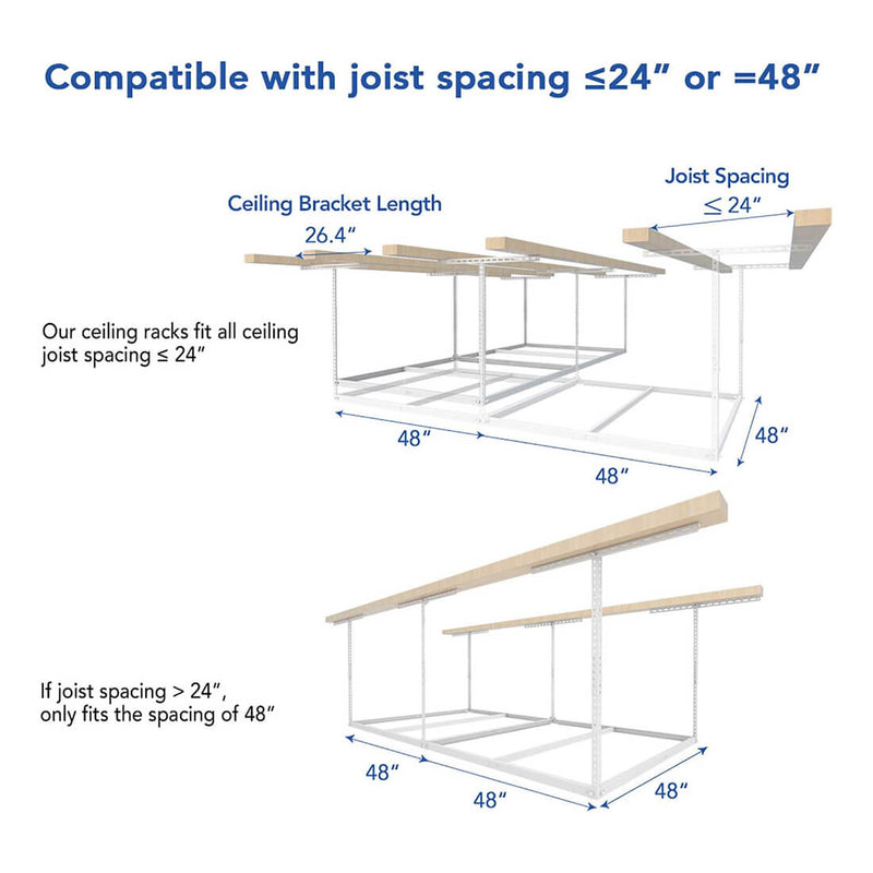 Fleximounts 4' x 8' Overhead Storage Rack Frame Kit (White)