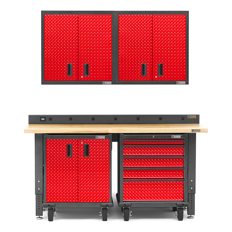 Gladiator Premier 6-Piece Garage Cabinet System (Red Tread)