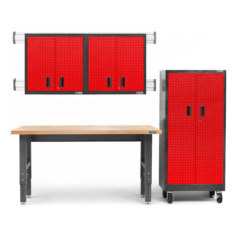 Gladiator Premier 9-Piece Garage Cabinet System (Red Tread)