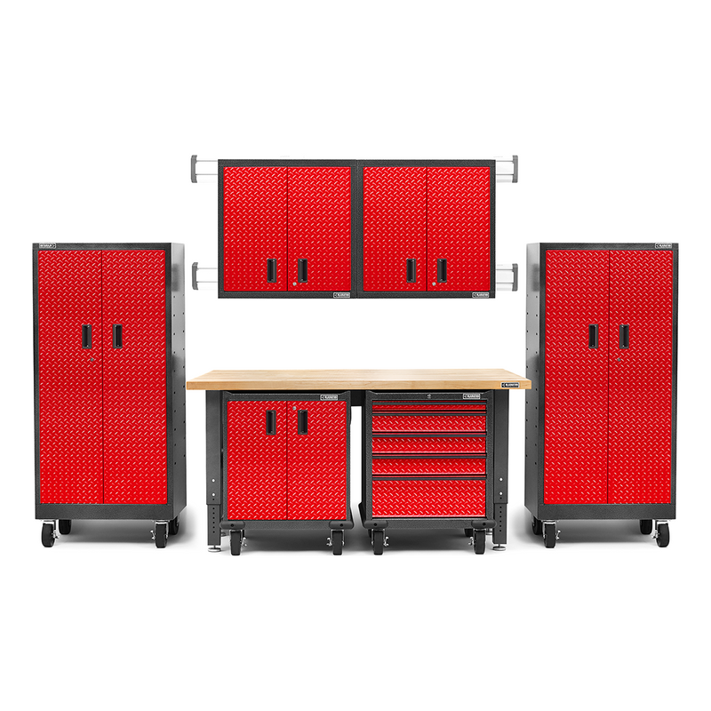 Gladiator Premier 12-Piece Garage Cabinet Setup (Red Tread)