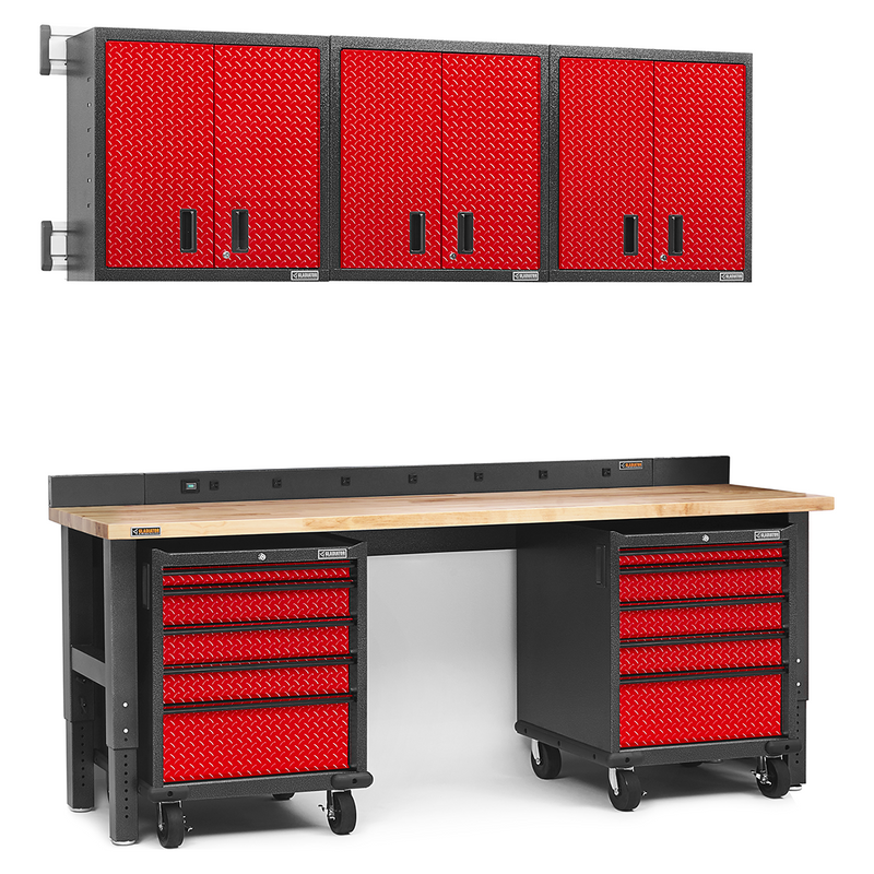 Gladiator Premier 12-Piece Garage Cabinet Set (Red Tread)