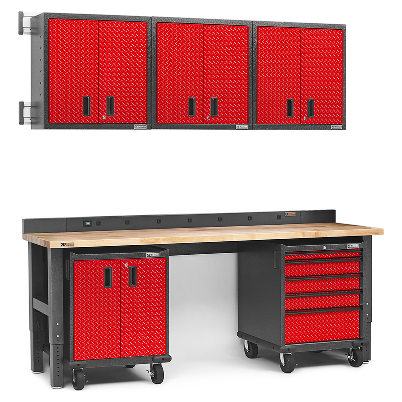 Gladiator Premier 12-Piece Garage Cabinet System (Red Tread)