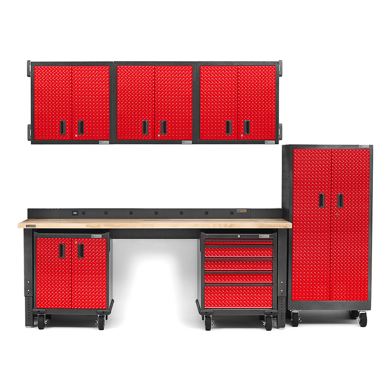 Gladiator Premier 13-Piece Garage Cabinet System (Red Tread)