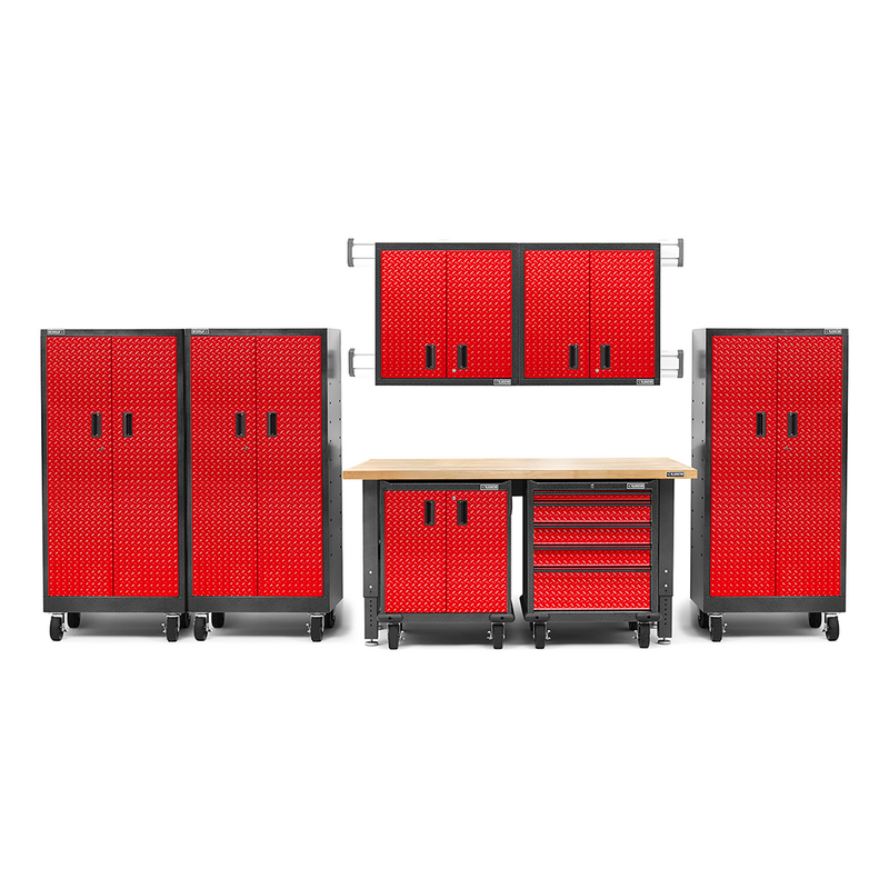 Gladiator Premier 13-Piece Garage Cabinet Setup (Red Tread)