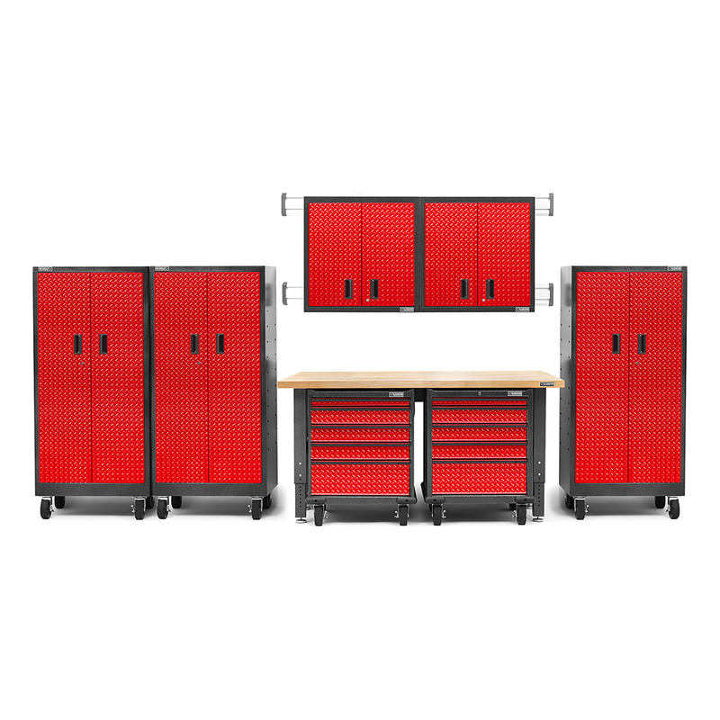 Gladiator Premier 13-Piece Garage Cabinet Combo (Red Tread)