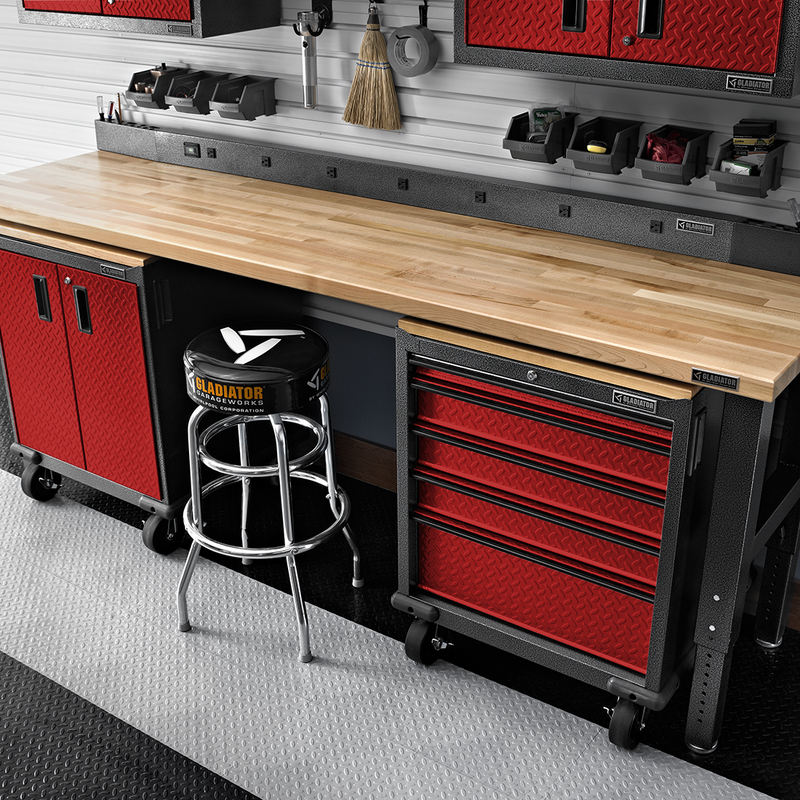 Gladiator Premier 14-Piece Garage Cabinet System (Red Tread)