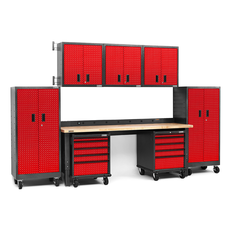 Gladiator Premier 14-Piece Garage Cabinet Setup (Red Tread)
