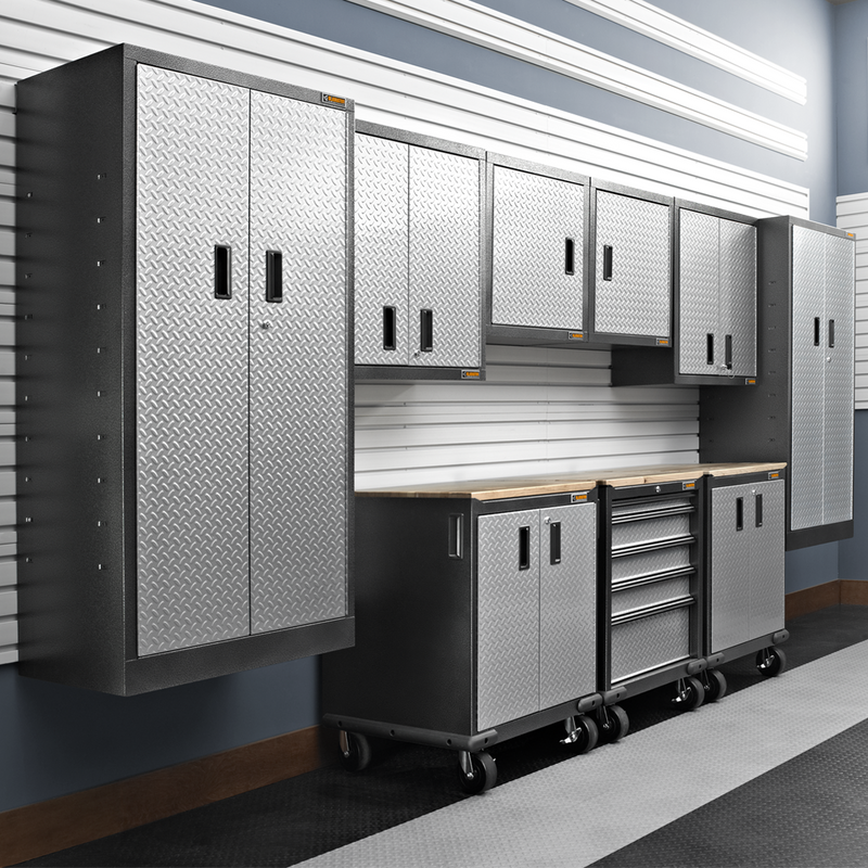 Gladiator Premier 4-Piece Garage Wall Cabinet System (Silver Tread)