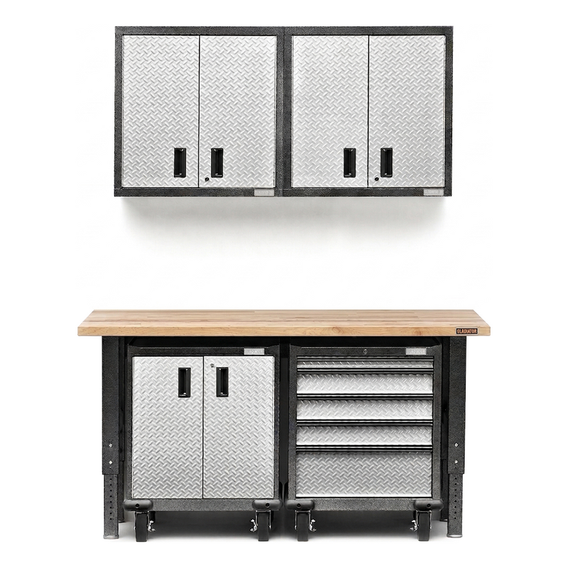 Gladiator Premier 5-Piece Garage Workbench Setup (Silver Tread)